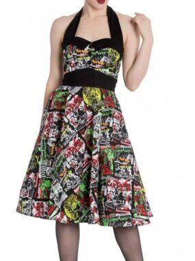 EUC HellBunny B-Movie Horror 50s Rockabilly Halter